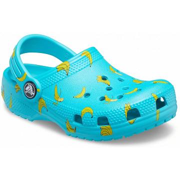 Zuecos Crocs Classic Comida Print Niña Aqua | Mexico 1518PJJQ